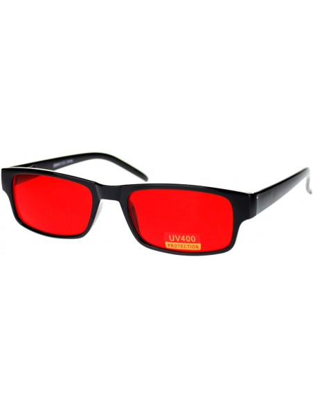 Rectangular Mens Small Face Snug Fit Color Lens Rectangular Plastic Frame Sunglasses - Red - C111NI0FWVN $10.35