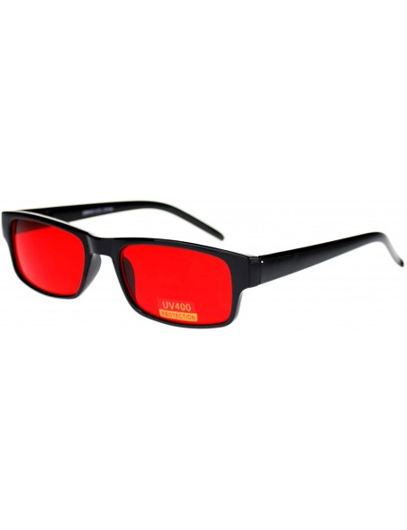 Rectangular Mens Small Face Snug Fit Color Lens Rectangular Plastic Frame Sunglasses - Red - C111NI0FWVN $10.35