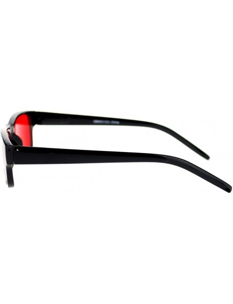 Rectangular Mens Small Face Snug Fit Color Lens Rectangular Plastic Frame Sunglasses - Red - C111NI0FWVN $10.35