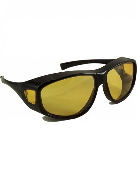 Sport Night Driving Wear Over Glasses Yellow Lens Fit Over Glasses - Black Frame With Case - C4124OUM1F5 $16.73