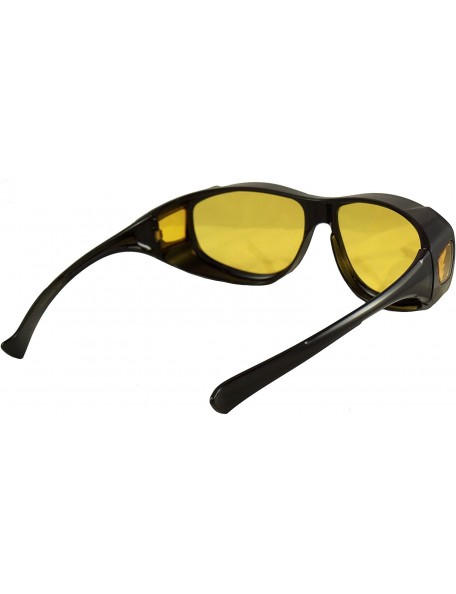 Sport Night Driving Wear Over Glasses Yellow Lens Fit Over Glasses - Black Frame With Case - C4124OUM1F5 $16.73