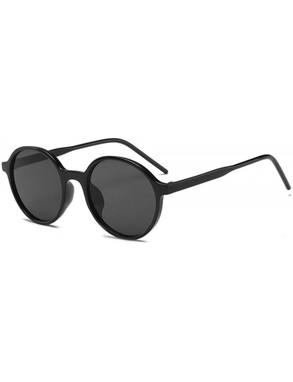 Round 2020 Fashion Black Sunglasses Round Sun Glasses Men's Ultralight Retro UV Protection Sunglasses - Shiny Black - C1192SC...