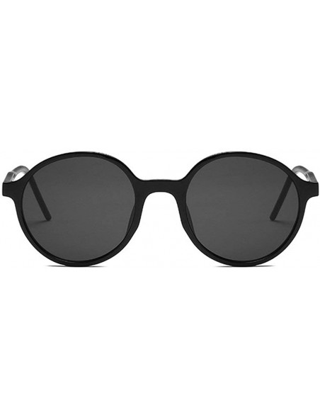 Round 2020 Fashion Black Sunglasses Round Sun Glasses Men's Ultralight Retro UV Protection Sunglasses - Shiny Black - C1192SC...