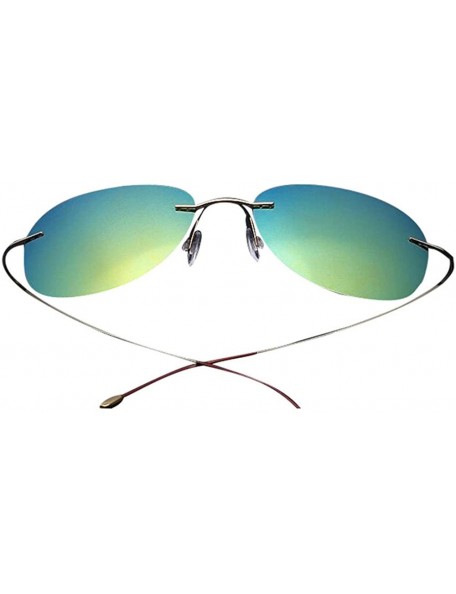 Sport Men's Fashion Polarized Driving Sunglasses Ultralight Titanium Frame Sports Sunglasses - Gold Frame Green Lens - CV18DY...