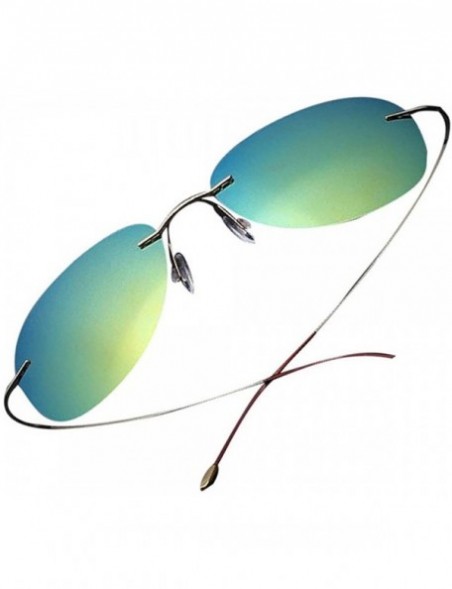 Sport Men's Fashion Polarized Driving Sunglasses Ultralight Titanium Frame Sports Sunglasses - Gold Frame Green Lens - CV18DY...