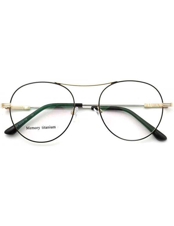 Aviator Classic Retro Oversized Aviator Style Memory Metal Optical Eyeglass Frames - Gold/Black - CI18N8690YS $12.46