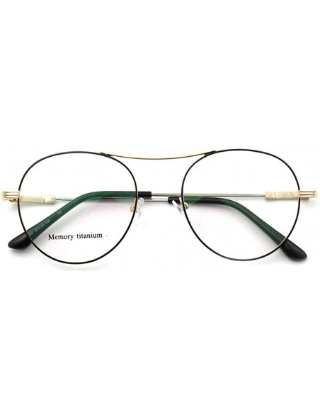 Aviator Classic Retro Oversized Aviator Style Memory Metal Optical Eyeglass Frames - Gold/Black - CI18N8690YS $12.46