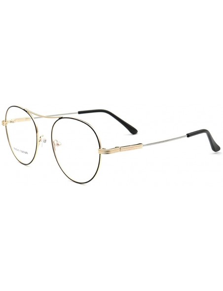 Aviator Classic Retro Oversized Aviator Style Memory Metal Optical Eyeglass Frames - Gold/Black - CI18N8690YS $12.46