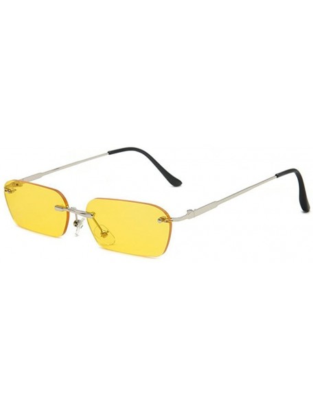 Rimless Fashion Metal Frame Square Rimless Sunglasses Unisex - Yellow - CI18H3X9U08 $15.02
