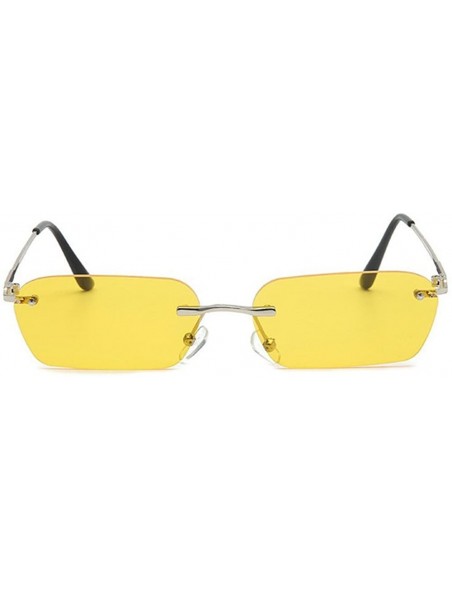 Rimless Fashion Metal Frame Square Rimless Sunglasses Unisex - Yellow - CI18H3X9U08 $15.02