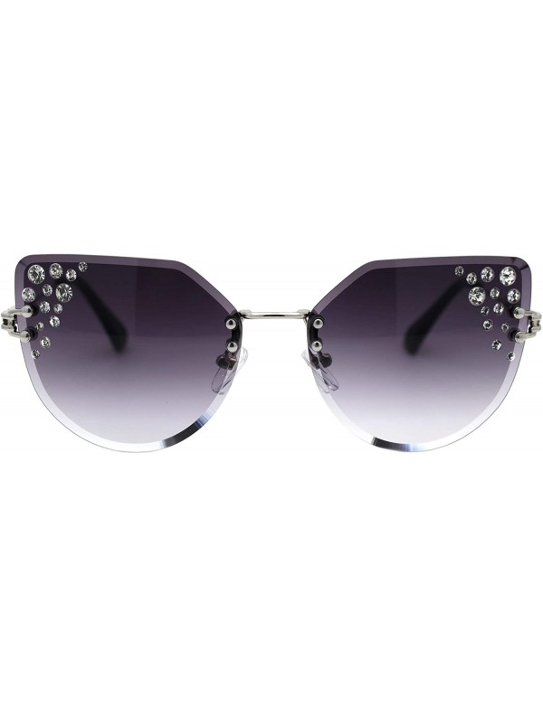 Rimless Rhinestone Fashion Sunglasses Womens Rimless Butterfly Shades UV 400 - Silver (Smoke) - CH194INHM28 $13.41