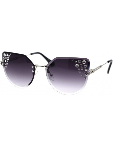 Rimless Rhinestone Fashion Sunglasses Womens Rimless Butterfly Shades UV 400 - Silver (Smoke) - CH194INHM28 $13.41