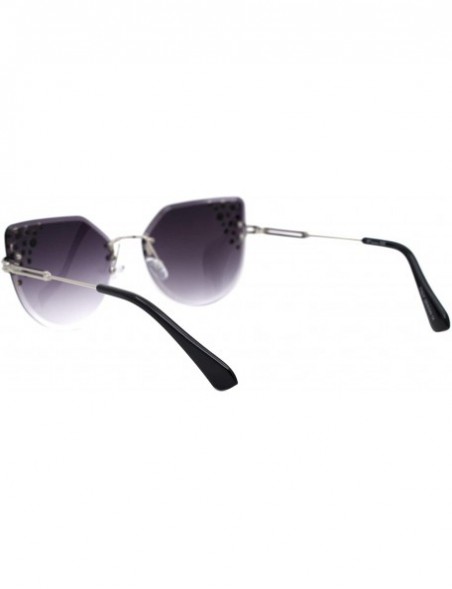 Rimless Rhinestone Fashion Sunglasses Womens Rimless Butterfly Shades UV 400 - Silver (Smoke) - CH194INHM28 $13.41