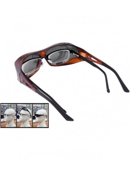 Wrap Polarized Sunglasses - Wear Over Prescription Glasses for Sports Driving&Fishing - Brown - CQ18GWWQW0Y $27.48