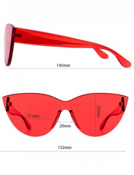 Oversized Colorful One Piece Rimless Transparent Cat Eye Sunglasses for Women Tinted Candy Colored Glasses - C418N87XZ3M $15.93