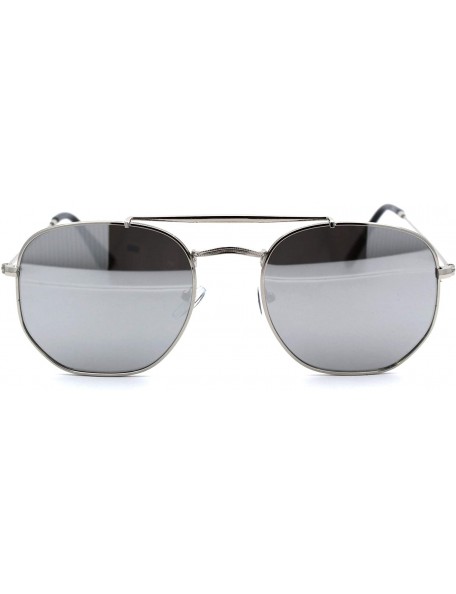 Rectangular Color Mirror Retro Vintage Flat Top Bridge Dad Shade Sunglasses - Silver Mirror - C518UIO7GYW $11.37