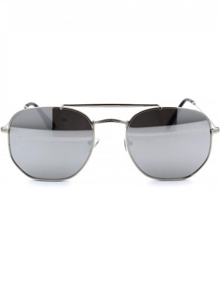 Rectangular Color Mirror Retro Vintage Flat Top Bridge Dad Shade Sunglasses - Silver Mirror - C518UIO7GYW $11.37