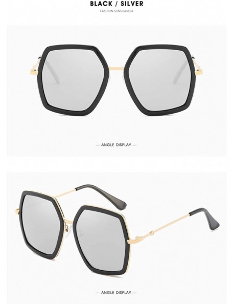 Square Oversized Square Sunglasses for Women Retro Chic Metal Frame UV400 Geometric Brand Designer Shades - C018SKNQ6YX $13.71