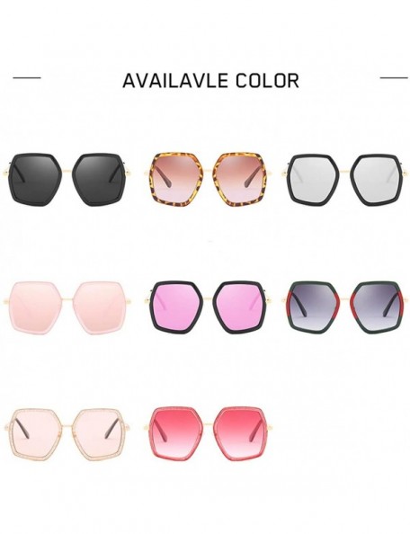 Square Oversized Square Sunglasses for Women Retro Chic Metal Frame UV400 Geometric Brand Designer Shades - C018SKNQ6YX $13.71