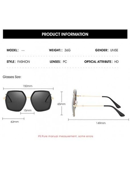 Square Oversized Square Sunglasses for Women Retro Chic Metal Frame UV400 Geometric Brand Designer Shades - C018SKNQ6YX $13.71