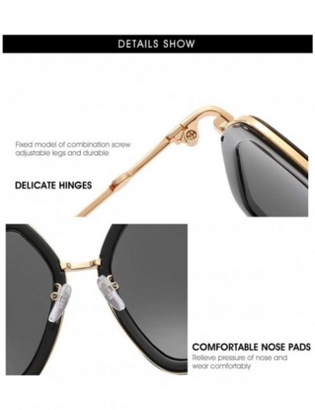 Square Oversized Square Sunglasses for Women Retro Chic Metal Frame UV400 Geometric Brand Designer Shades - C018SKNQ6YX $13.71