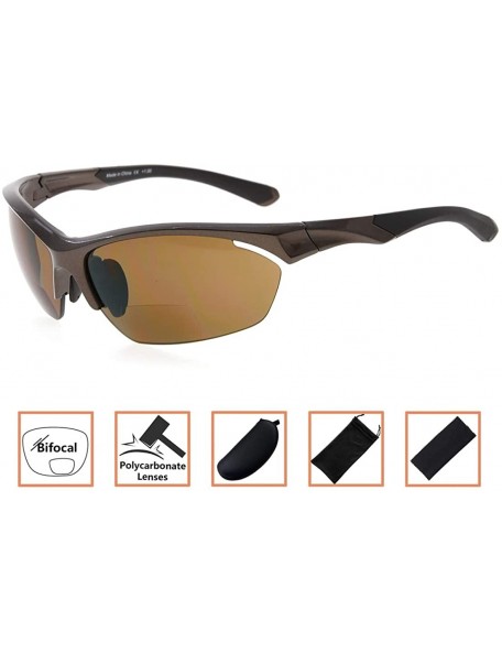 Sport Retro Mens Womens Sports Half-Rimless Bifocal Sunglasses - Pearly Brown - CR189AK7WGE $25.86