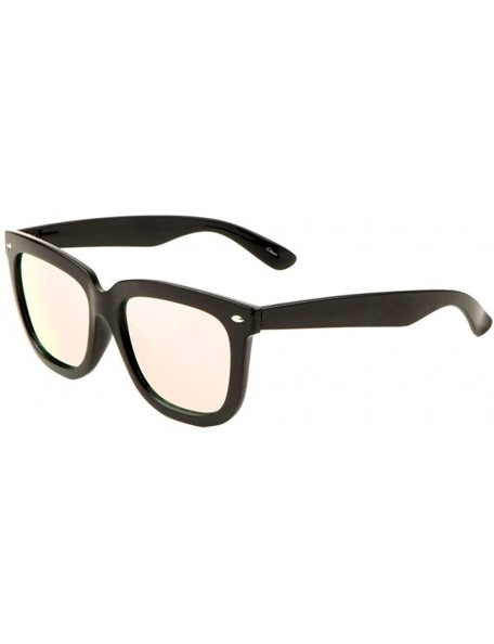 Square Classic Color Mirror Thick Plastic Frame Sunglasses - Rose Pink - CO197A4KZ79 $16.33