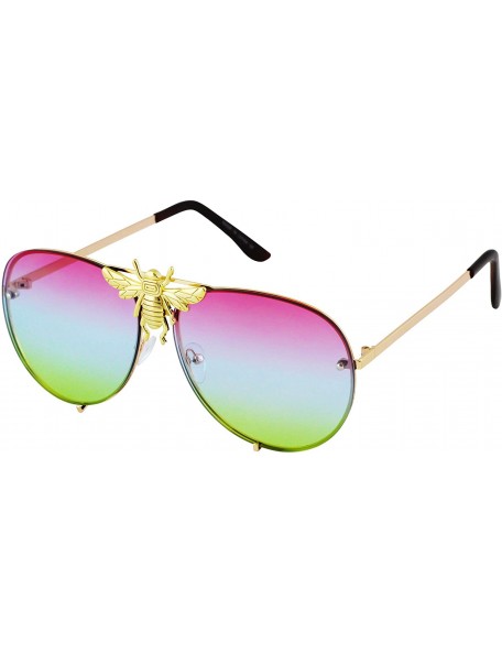 Rimless Pilot Sunglasses Oversize Metal Frame Vintage Retro Men Women Shades - Purple/Blue/Green - CC18REQSES8 $14.94