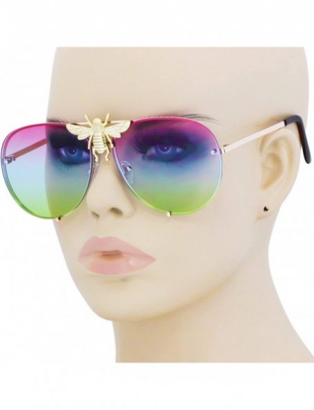 Rimless Pilot Sunglasses Oversize Metal Frame Vintage Retro Men Women Shades - Purple/Blue/Green - CC18REQSES8 $14.94