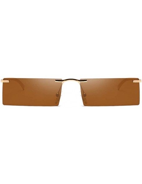 Rectangular Retro Vintage Small Square Eyeglasses Plastic Lenses Sunglasses UV400 - Gold Brown - C618N92NQMM $9.36