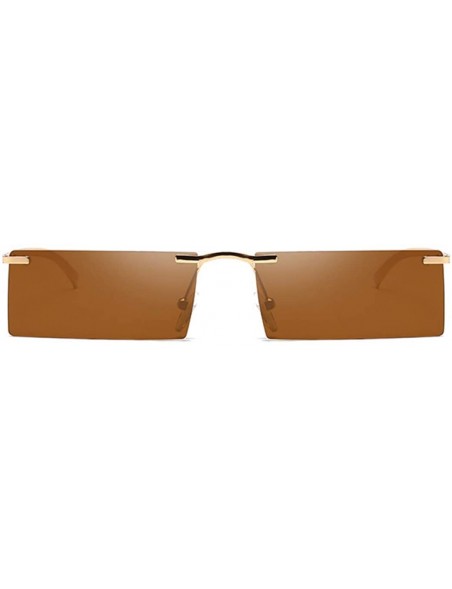 Rectangular Retro Vintage Small Square Eyeglasses Plastic Lenses Sunglasses UV400 - Gold Brown - C618N92NQMM $9.36