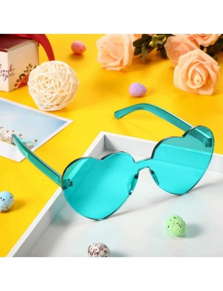 Goggle Love Heart Shape Sunglasses Transparent Party Sunglasses UV Protection Candy Color - Transparent Green - CY199XZIWX3 $...