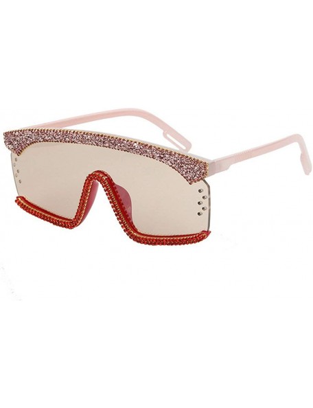 Square new hand-drilled shiny gravel pearl unisex fashion brand designer sunglasses - Pink - CH18WSL8NIO $16.03