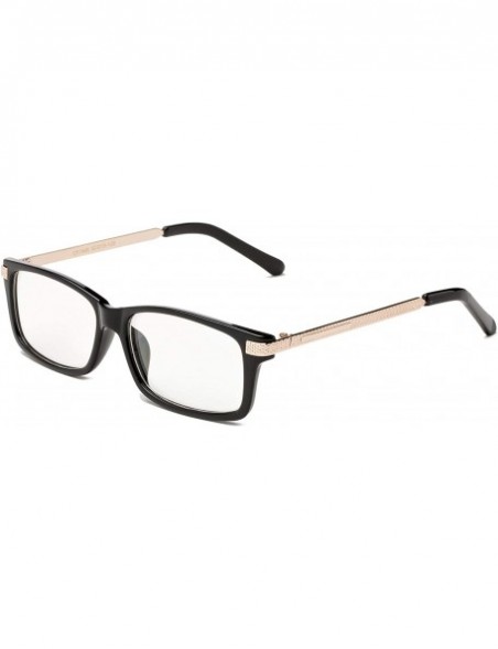 Square Newbee Fashion"Vida" Fashion Clear Lens Glasse Square Frame Men Women - Black/Gold - CW123VPJUUN $12.20