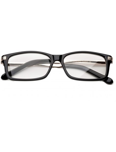 Square Newbee Fashion"Vida" Fashion Clear Lens Glasse Square Frame Men Women - Black/Gold - CW123VPJUUN $12.20