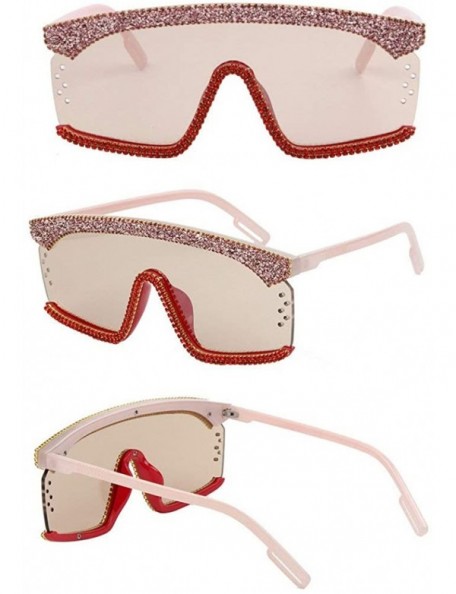 Square new hand-drilled shiny gravel pearl unisex fashion brand designer sunglasses - Pink - CH18WSL8NIO $16.03