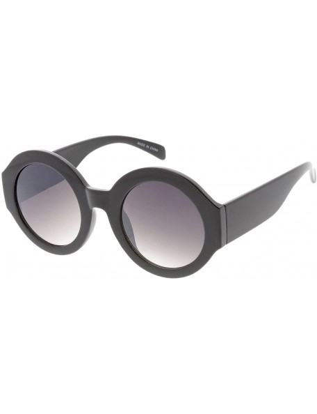 Round Heritage Modern "Tunnel Vision" Simple Round Thick Frame Sunglasses - Black - CM18GY5UE5R $19.27
