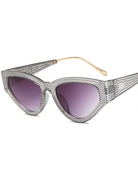 Rectangular Fashion Diamond Sunglasses Unisex-Shade Glasses Cat Eye Mirror Lens-Sturdy Frame - F - CJ1905ZH45G $59.96