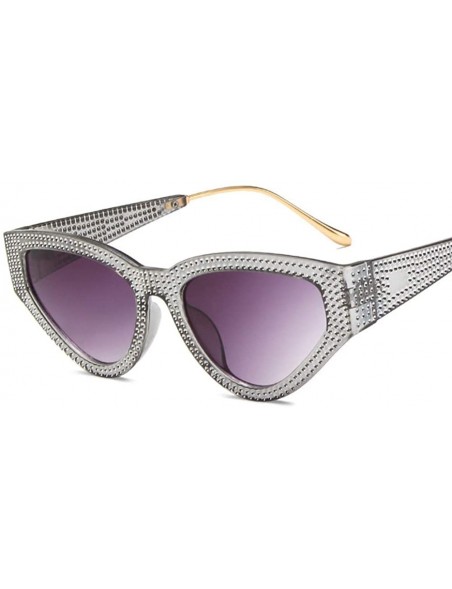 Rectangular Fashion Diamond Sunglasses Unisex-Shade Glasses Cat Eye Mirror Lens-Sturdy Frame - F - CJ1905ZH45G $32.35