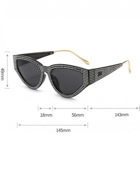 Rectangular Fashion Diamond Sunglasses Unisex-Shade Glasses Cat Eye Mirror Lens-Sturdy Frame - F - CJ1905ZH45G $32.35