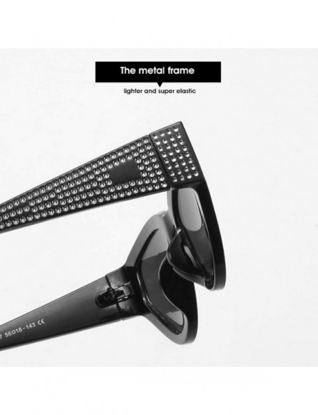 Rectangular Fashion Diamond Sunglasses Unisex-Shade Glasses Cat Eye Mirror Lens-Sturdy Frame - F - CJ1905ZH45G $32.35