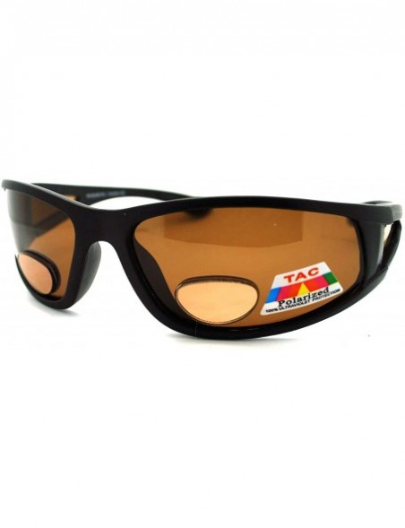 Wrap Mens Wrap Around Sport Sunglasses Polarized Plus Bifocal Reading Lens Black - Black (Brown) - CQ188W49XMX $8.72