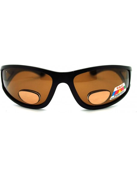 Wrap Mens Wrap Around Sport Sunglasses Polarized Plus Bifocal Reading Lens Black - Black (Brown) - CQ188W49XMX $8.72