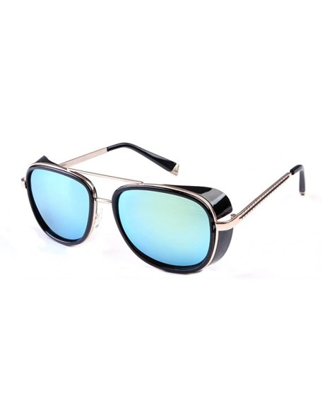 Square Men and women windproof sunglasses retro personality square sunglasses - C4 - CT18DG7ATNE $7.30