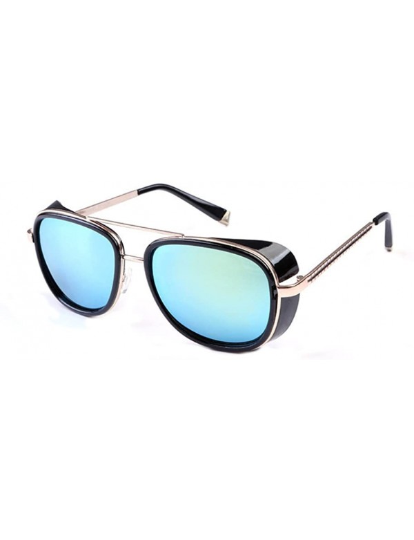 Square Men and women windproof sunglasses retro personality square sunglasses - C4 - CT18DG7ATNE $7.30