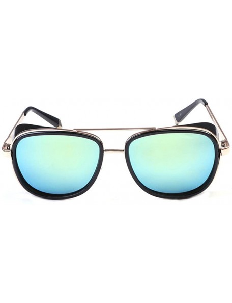 Square Men and women windproof sunglasses retro personality square sunglasses - C4 - CT18DG7ATNE $7.30