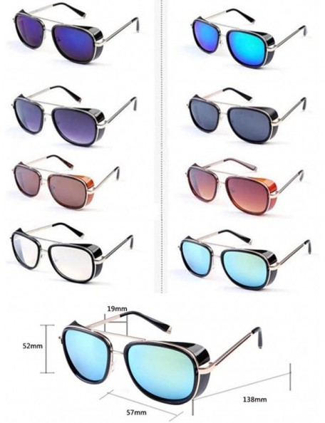 Square Men and women windproof sunglasses retro personality square sunglasses - C4 - CT18DG7ATNE $7.30