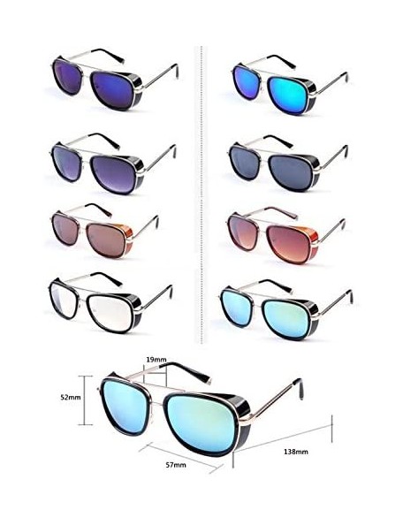 Square Men and women windproof sunglasses retro personality square sunglasses - C4 - CT18DG7ATNE $7.30