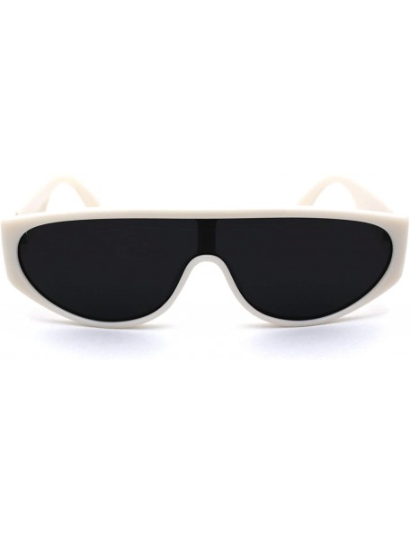 Shield Narrow Flat Top Shield Retro Mod Plastic Fashion Sunglasses - White Black - CF190R27O25 $29.58
