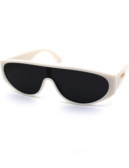 Shield Narrow Flat Top Shield Retro Mod Plastic Fashion Sunglasses - White Black - CF190R27O25 $13.48